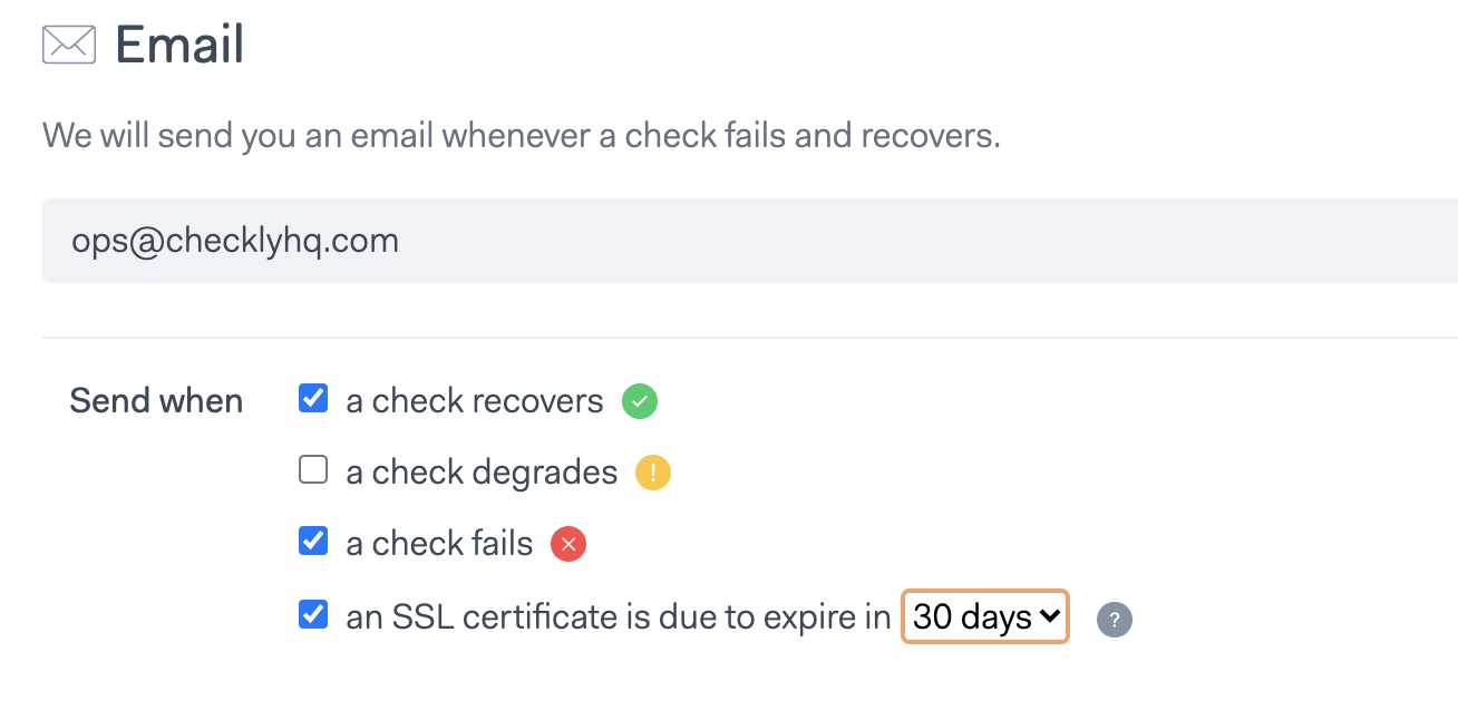 Example alert channel form